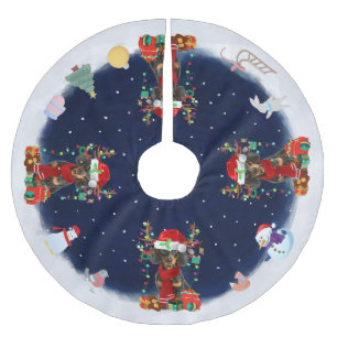 Dachshund Dog Laat het sneeuwen Kerstboom Rok