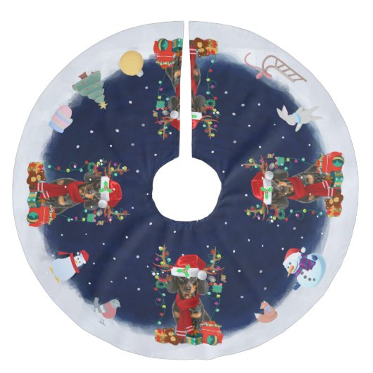 Dachshund Dog Laat het sneeuwen Kerstboom Rok (Voorkant)