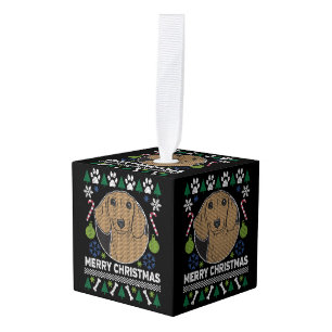 Dachshund Dog lelijke kerstkeuken Kubus Ornament