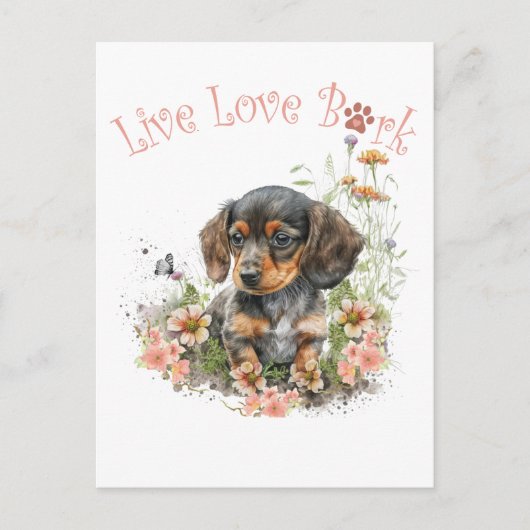 Dachshund Dog Mam Floral Briefkaart (Voorkant)