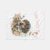 Dachshund Dog Mam Floral Fleece Deken (Voorkant (Horizontaal))
