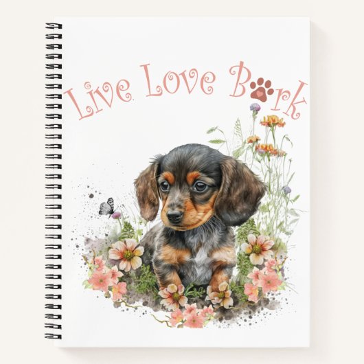 Dachshund Dog Mam Floral Notitieboek (Voorkant)