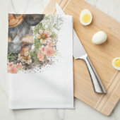 Dachshund Dog Mam Floral Theedoek (Quarter Fold)