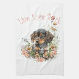Dachshund Dog Mam Floral Theedoek