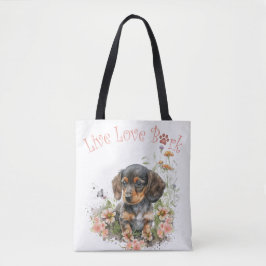 Dachshund Dog Mam Floral Tote Bag