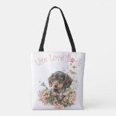 Dachshund Dog Mam Floral Tote Bag (Achterkant)
