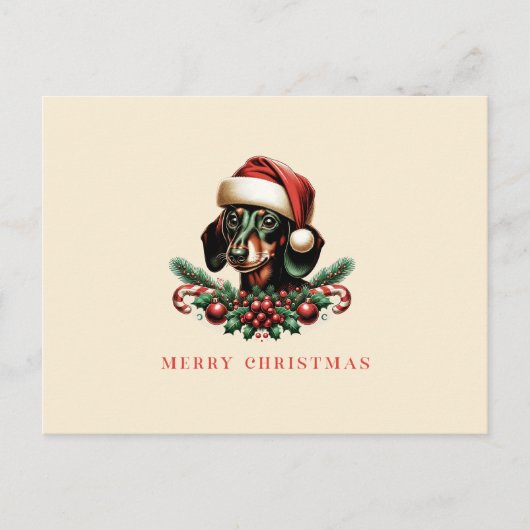 Dachshund Dog Merry Christmas Holiday Kaart (Voorkant)