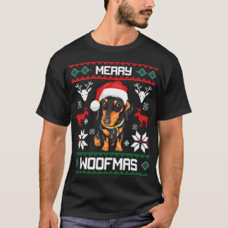 Dachshund Dog Merry Woofmas Shirt met kerstcadeaus
