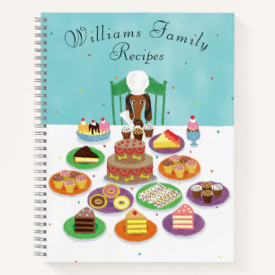 Dachshund Dog met Waterverf van desserts Notitieboek
