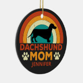  Dachshund Dog Mom Sunset gepersonaliseerd Keramisch Ornament (Rechts)