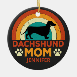  Dachshund Dog Mom Sunset gepersonaliseerd Keramisch Ornament
