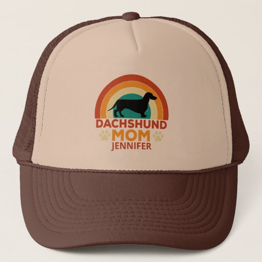  Dachshund Dog Mom Sunset gepersonaliseerd Trucker Pet (Voorkant)
