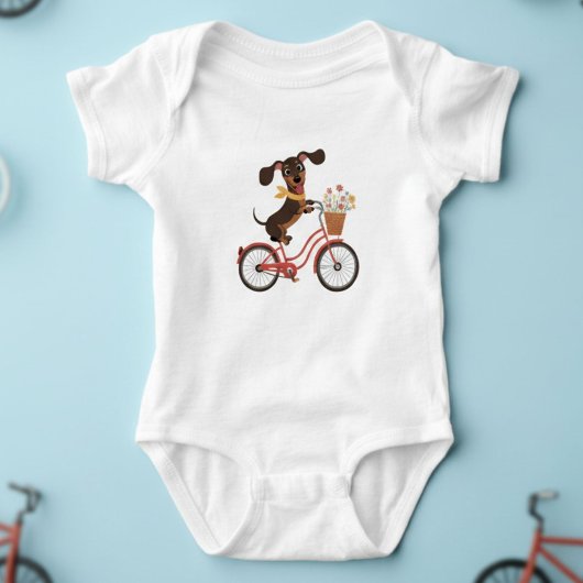 Dachshund Dog On Bike Cycling  Romper