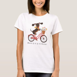 Dachshund Dog On Bike Doxycycline Cycling T-shirt