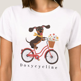Dachshund Dog On Bike Doxycycline Cycling T-shirt