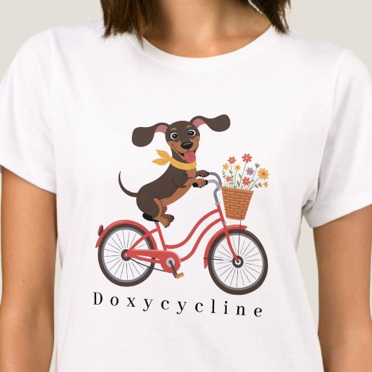 Dachshund Dog On Bike Doxycycline Cycling T-shirt