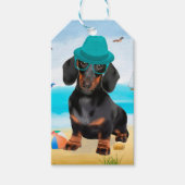 Dachshund Dog op strand Cadeaulabel (Voorkant)