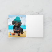 Dachshund Dog op strand Kaart (Binnen)