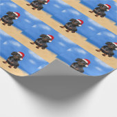 Dachshund Dog Op Strand Kerst Pet Cadeaupapier (Hoek)