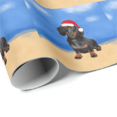 Dachshund Dog Op Strand Kerst Pet Cadeaupapier (Rol Hoek)