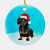 Dachshund Dog Op Strand Kerst Pet Keramisch Ornament (Voorkant)