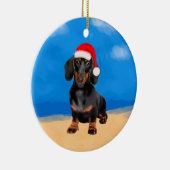 Dachshund Dog Op Strand Kerst Pet Keramisch Ornament (Rechts)