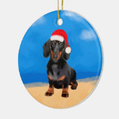 Dachshund Dog Op Strand Kerst Pet Keramisch Ornament (Links)