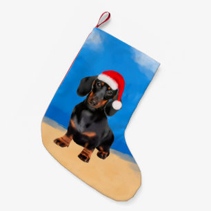 Dachshund Dog Op Strand Kerst Pet Kleine Kerstsok