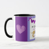 Dachshund Dog Paars Heart Funny Custom Text Cute Mok (Links)