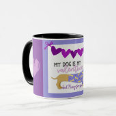 Dachshund Dog Paars Heart Funny Custom Text Cute Mok (Voorkant links)
