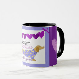 Dachshund Dog Paars Heart Funny Custom Text Cute Mok