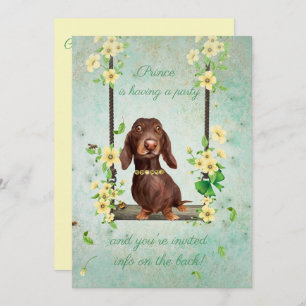 Dachshund Dog Party Invitation Kaart