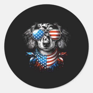 Dachshund Dog Patriotic 4th of July Amerikaans Fin Ronde Sticker