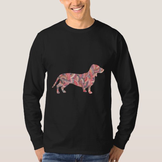 Dachshund Dog Pattern Doodle T-shirt (Voorkant)