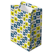 Dachshund Dog & Paw Yellow & Black Grid Line Medium Cadeauzakje (Voorkant Gekanteld)