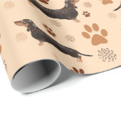 Dachshund Dog Paws Wrapping Paper Cadeaupapier (Rol Hoek)