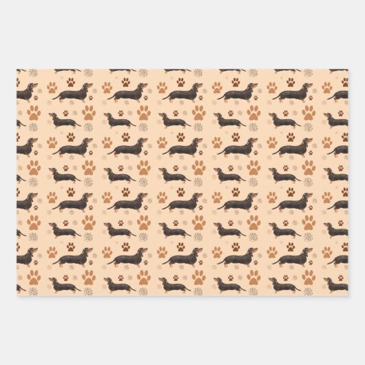 Dachshund Dog Paws Wrapping Paper Set van 3 (Voorkant)