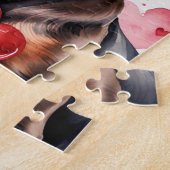 Dachshund Dog Pet Portrait Watercolor Valentine Legpuzzel (Zijkant)