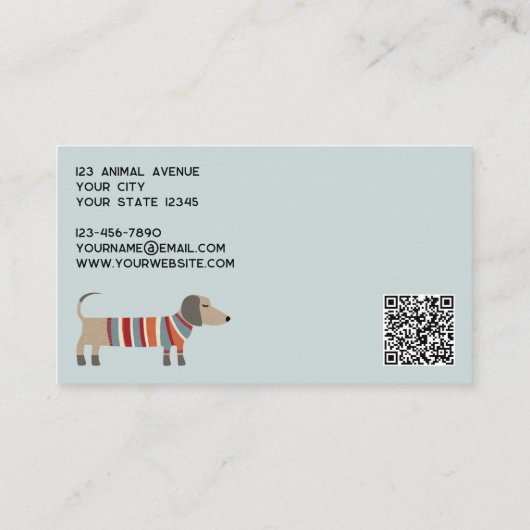 Dachshund Dog Pet Services QR-code Visitekaartje (Achterkant)