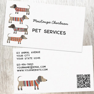 Dachshund Dog Pet Services QR-code Visitekaartje