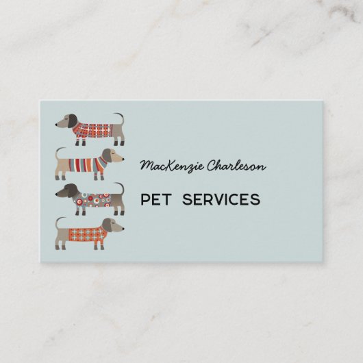 Dachshund Dog Pet Services Visitekaartje (Voorkant)