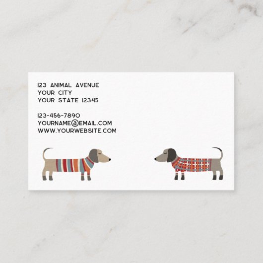 Dachshund Dog Pet Services Visitekaartje (Achterkant)