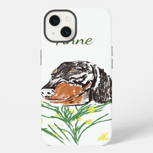 Dachshund Dog, Pets Pattern, Spring Art iPhone Hoesje (Achterkant)