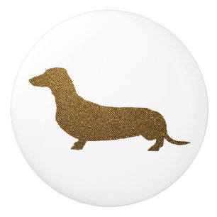 Dachshund Dog-pictogram (naar links) Faux Gold G Keramische Knop