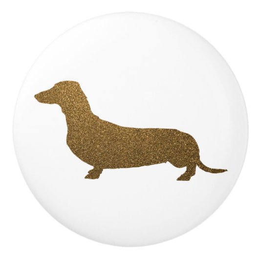 Dachshund Dog-pictogram (naar links) | Faux Gold G Keramische Knop (Voorkant)
