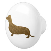 Dachshund Dog-pictogram (naar links) | Faux Gold G Keramische Knop (Rechts)