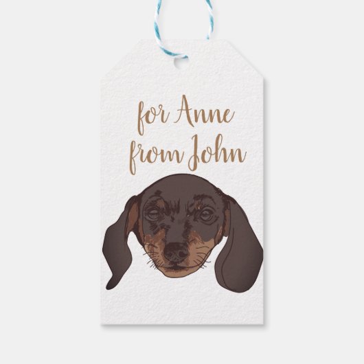 Dachshund dog Portrait Custom Cadeaulabel (Achterkant)