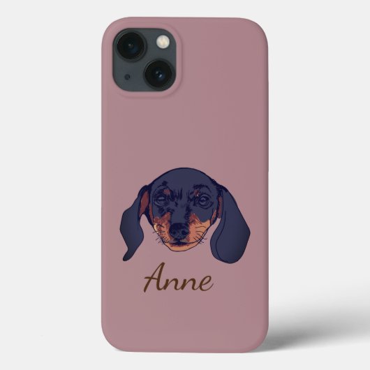 Dachshund dog Portrait Custom Name Case-Mate iPhone Case (Achterkant)