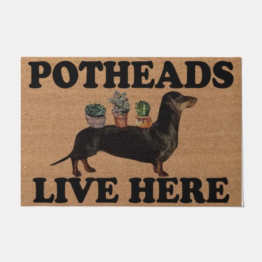 Dachshund Dog Potheads Live Here Mat, Plant Deurmat (Voorkant)