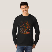 Dachshund Dog Pumpkin Bicycle Fall Leaves Tree Spi T-shirt (Voorkant volledig)